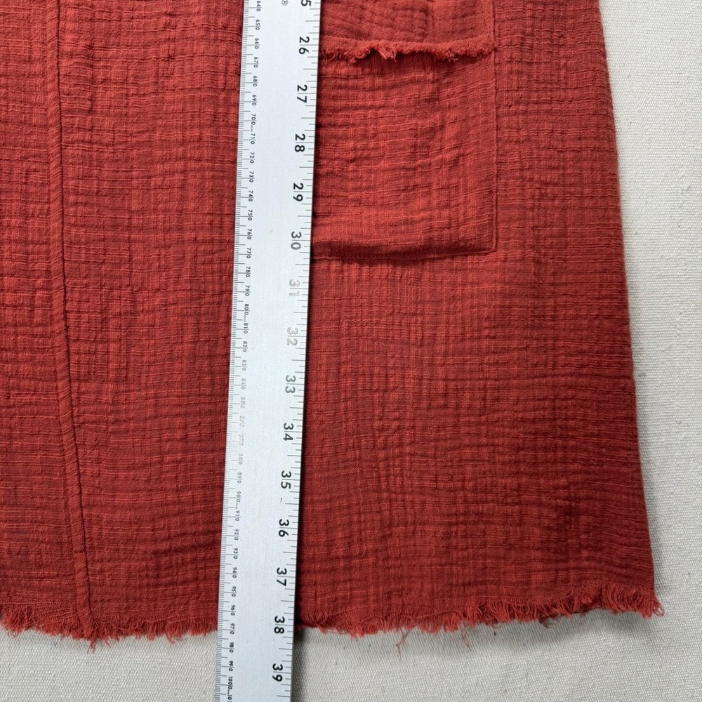 Arula Women Rust Red Gauze Pinafore Mini Dress Tie Strap Pockets Size A XL - Picture 9 of 9